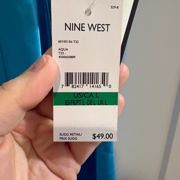 Nine West Aqua Blue Sleeveless Top Blouse Bow - Picture 4 of 5